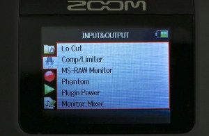 Zoom H6 – menu view